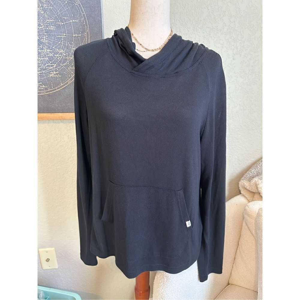 UGG Pilar Terry Knit Black Long Sleeve Pullover Hoodie Size M 1110649